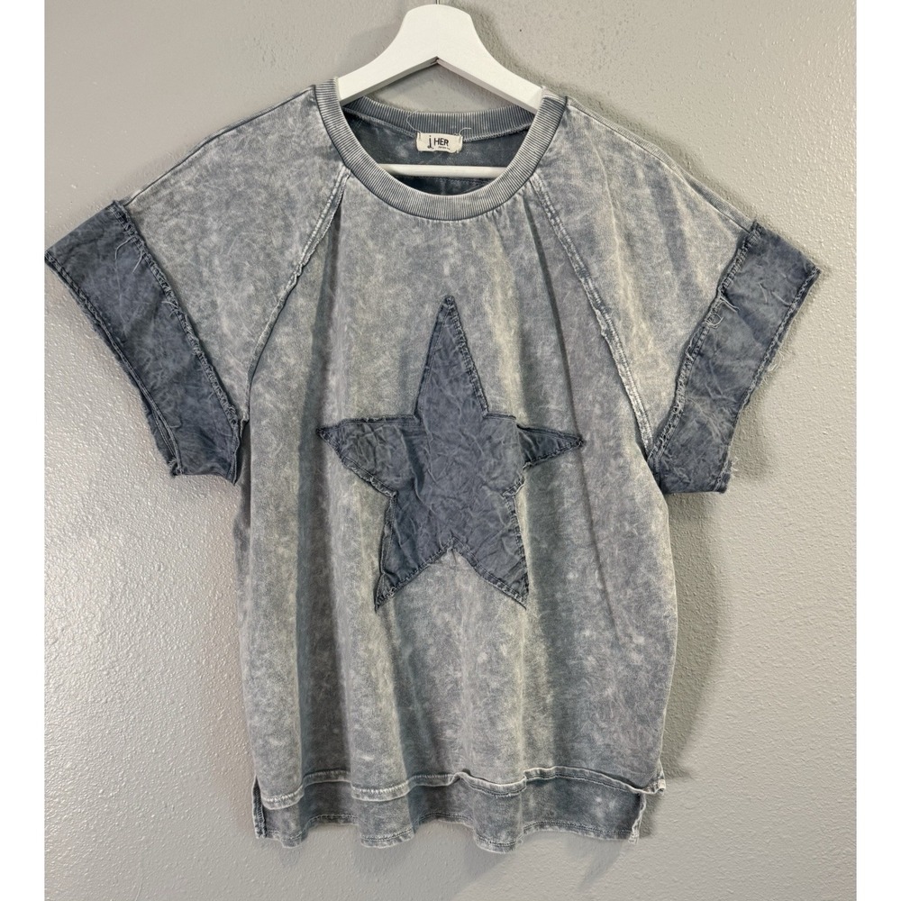 Washed Gray Star Short Sleeve Tee - J. Hem